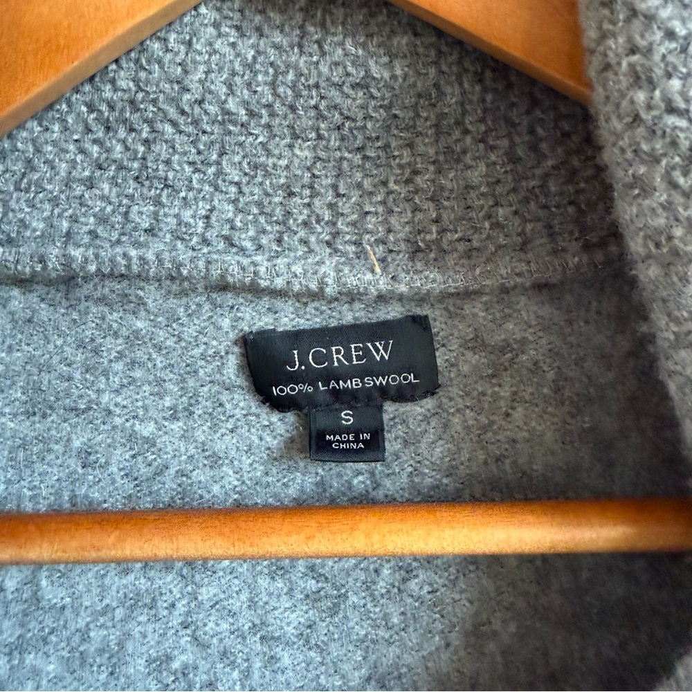 J. Crew Lambswool Grey Button Front Collared Barn… - image 7